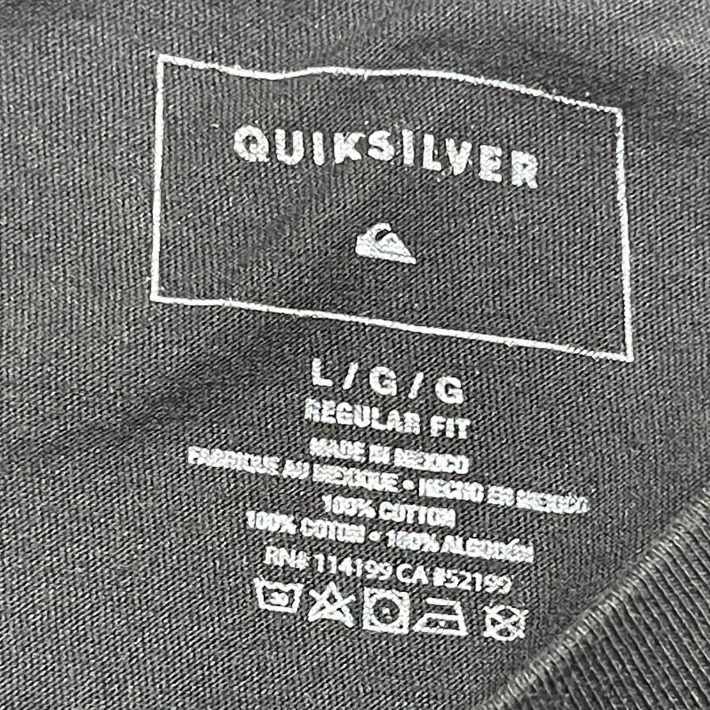 Quiksilver Mens Long Sleeve T Shirt Black Graphic Logo Cotton Surf Skate Size L - Picture 2 of 6
